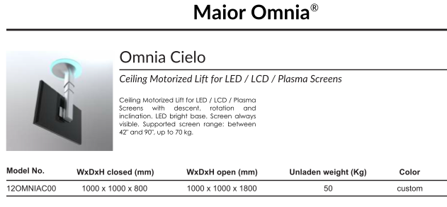 MAIOr Omnia Ceilo моторизированный лифт